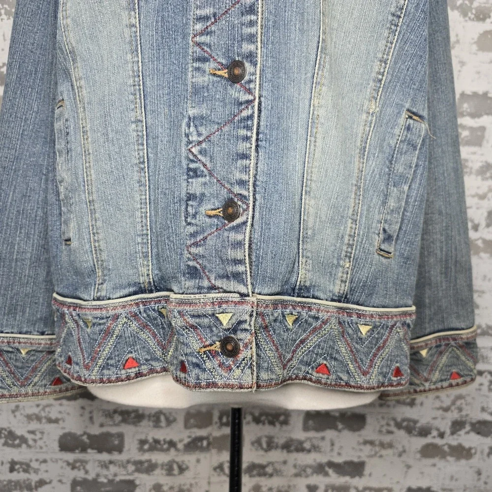 INC International Concepts Women Plus Size Embroidered Denim Jean Jacket Size 3X